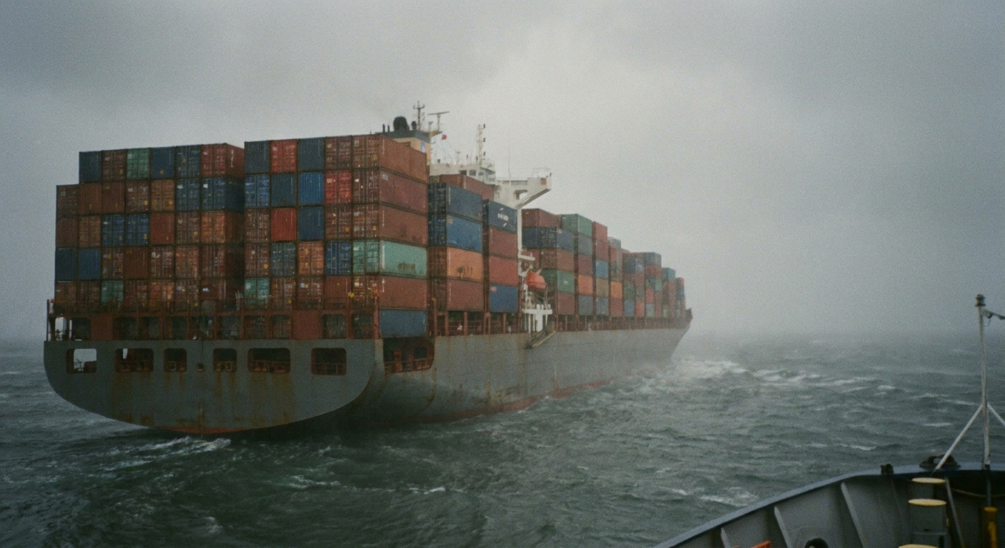 Container ship at sea